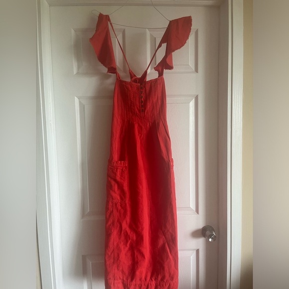 Anthropologie Flutter Sleeve Midi Dress Raw Hem Pockets distressed Boho Pilcro - Picture 3 of 10